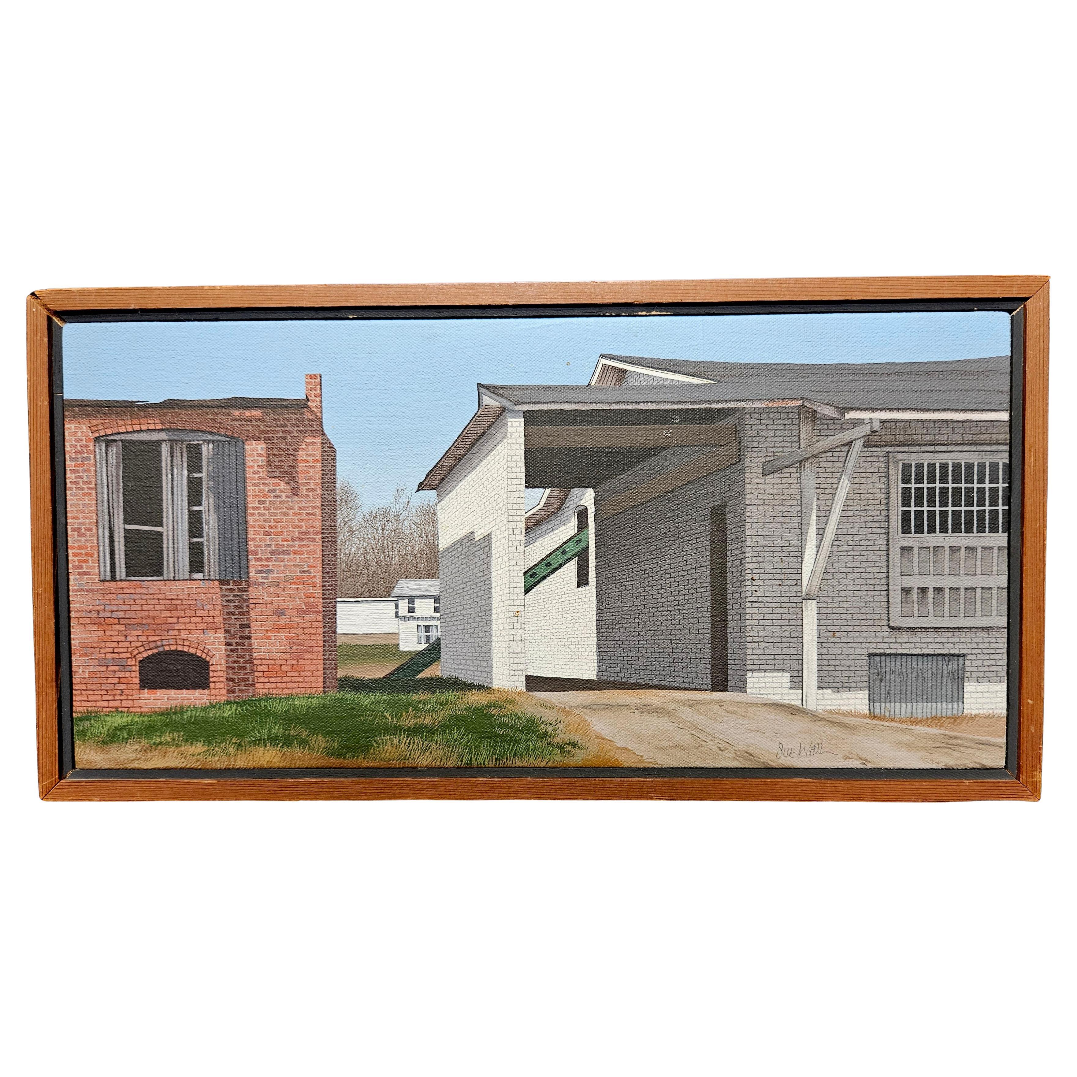 Architectural Painting #4 Farm House. Signed by Artist Sue Wall