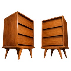 Architectural Pair of Brazilian Modern Side Tables in Ivory Wood, Brazil, 1950s