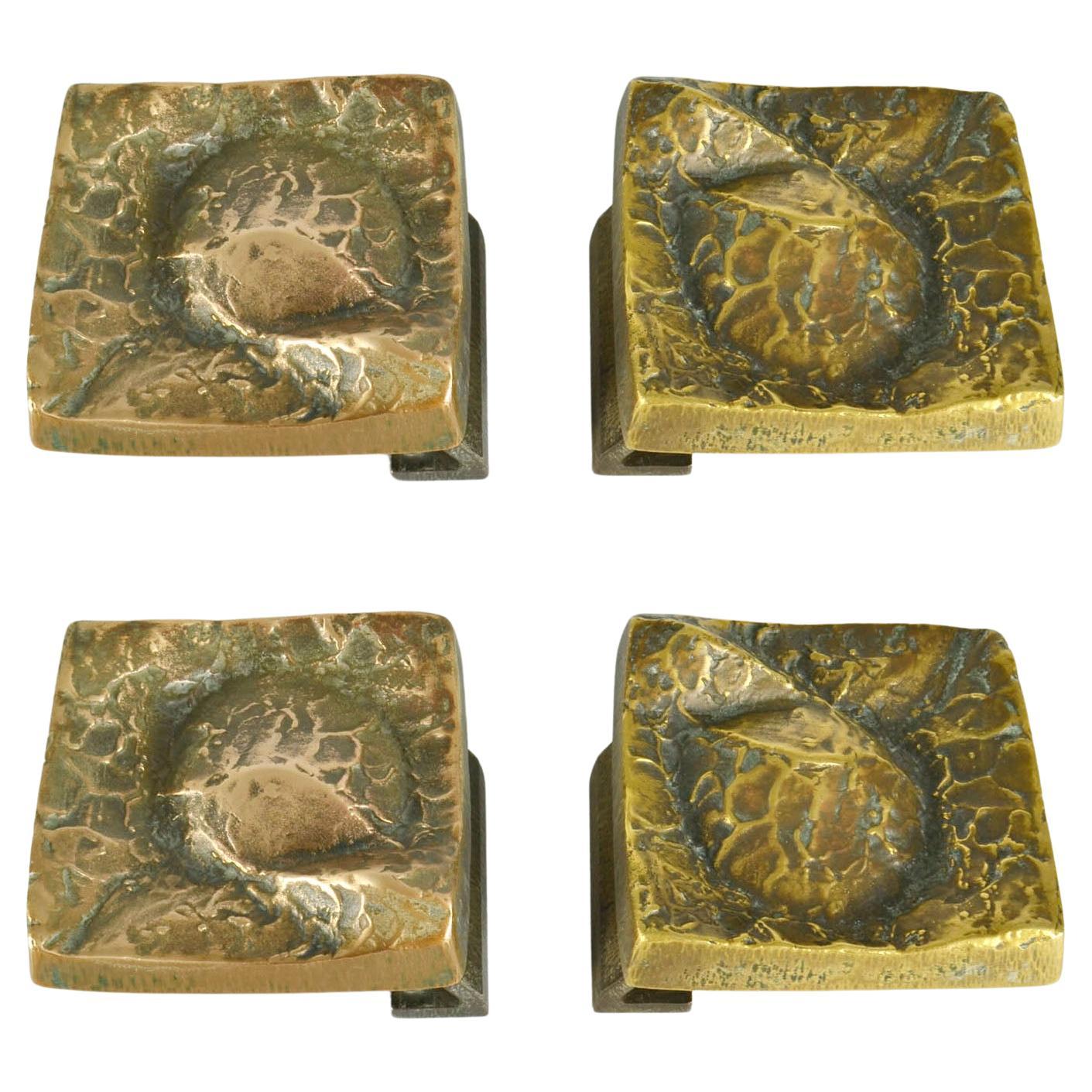 Paire de poignées de porte Push and Pull en bronze avec relief artistique