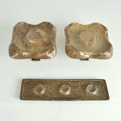 Architectural Pair of Bronze Square Push Pull Door Handles with Letterbox