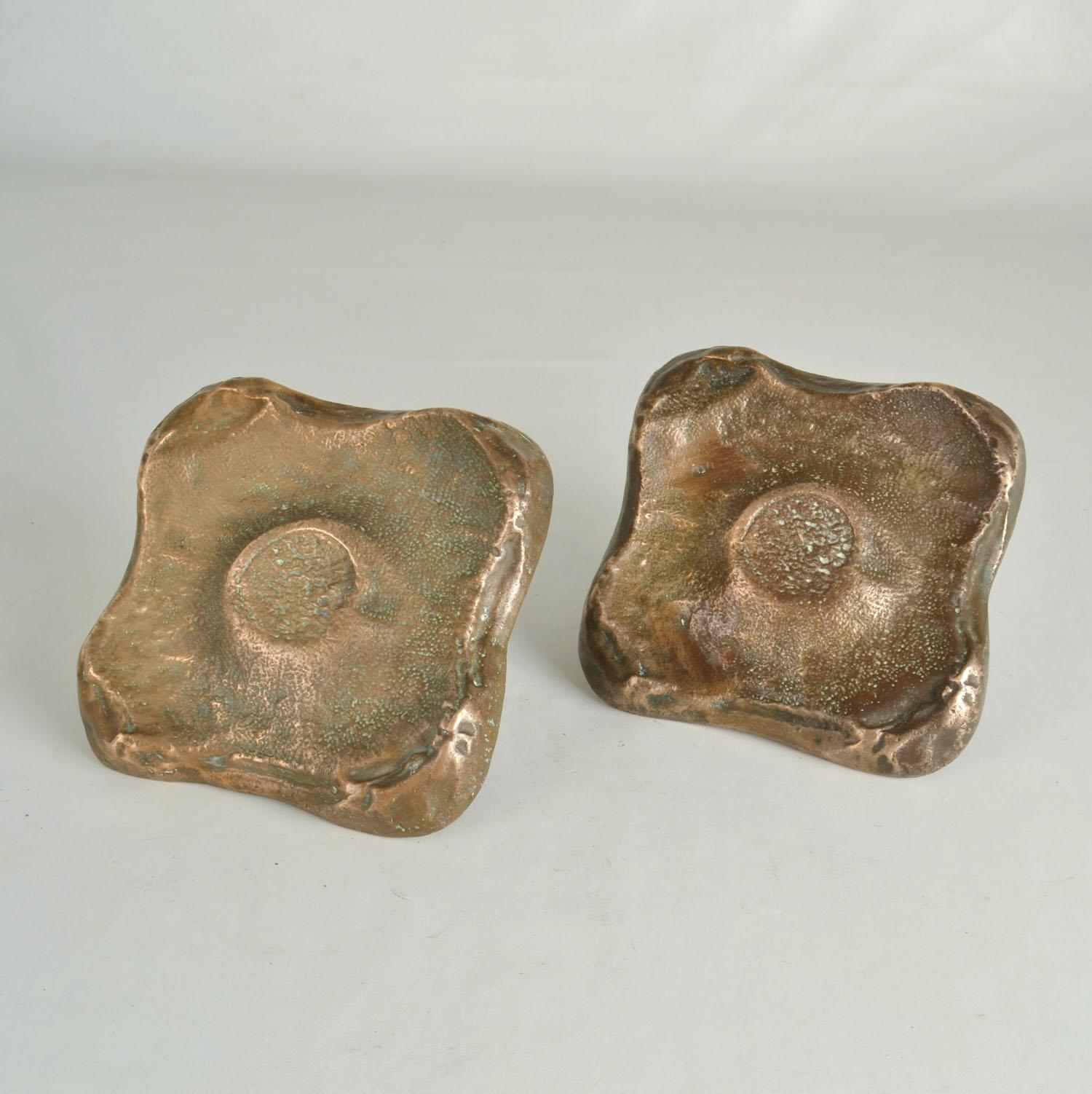 Architectural Pair of Bronze Square Push Pull Door Handles with Letterbox (Gegossen) im Angebot