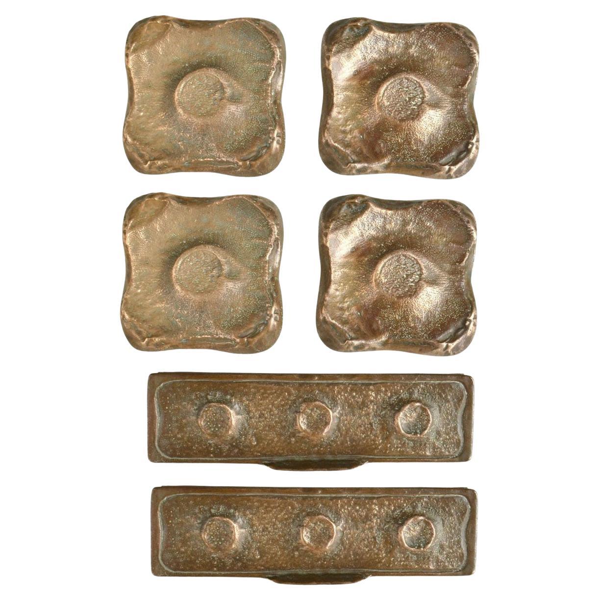 Paire de poignées de porte carrées en bronze avec boîte à lettres