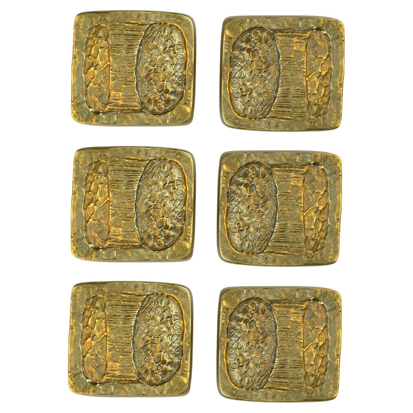 Architectural Pairs of Brutalist Bronze Push Pull Door Handles for Double Doors