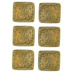 Architectural Pairs of Brutalist Bronze Push Pull Door Handles for Double Doors
