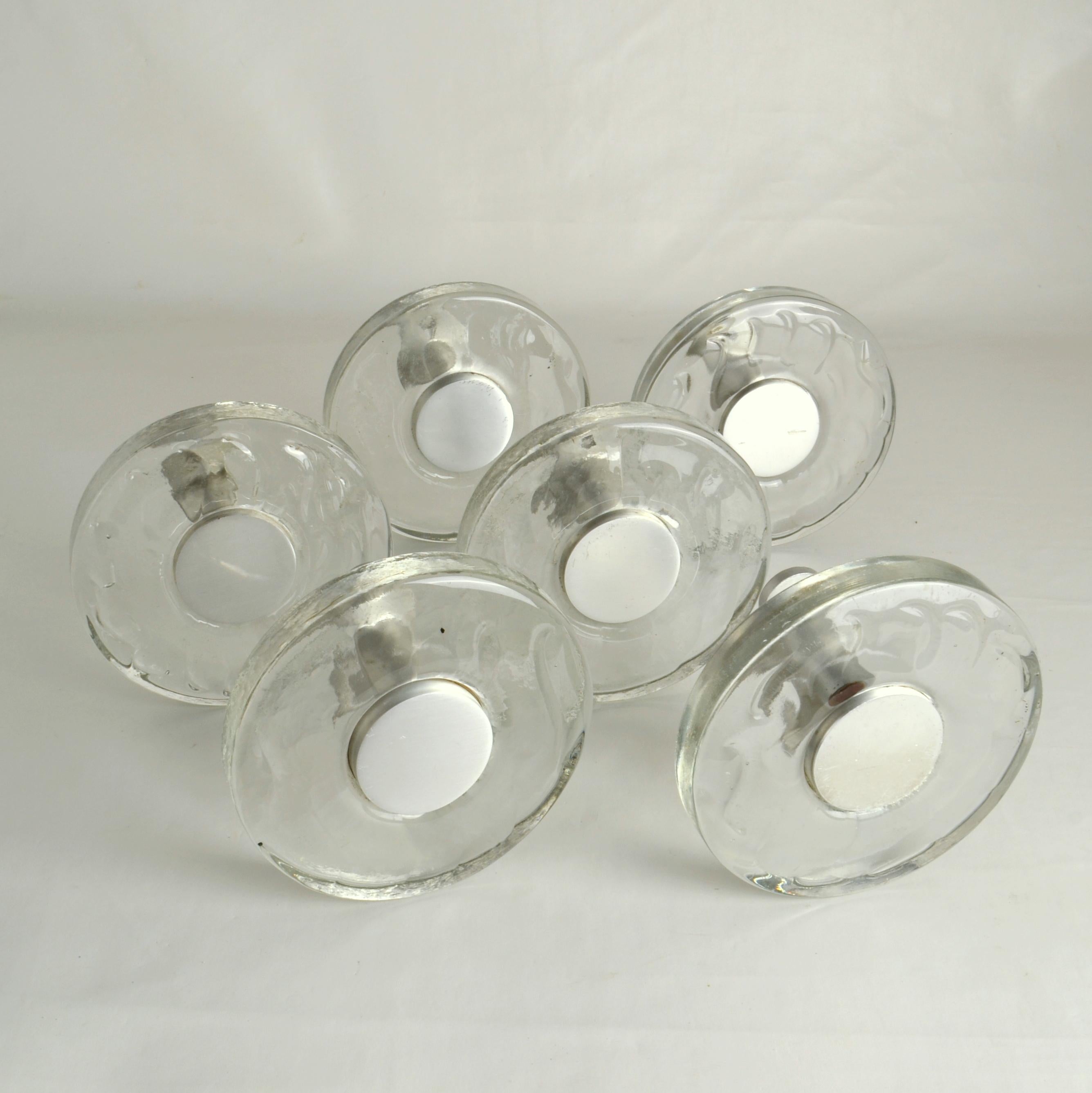 Large Clear Glass Door Handles Pair, Round Push & Pull For Sale 3
