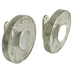 Large Clear Glass Door Handles Pair, Round Push & Pull