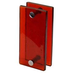 Architectural Pairs of Large Push Pull Double Door Handles in Red Glass