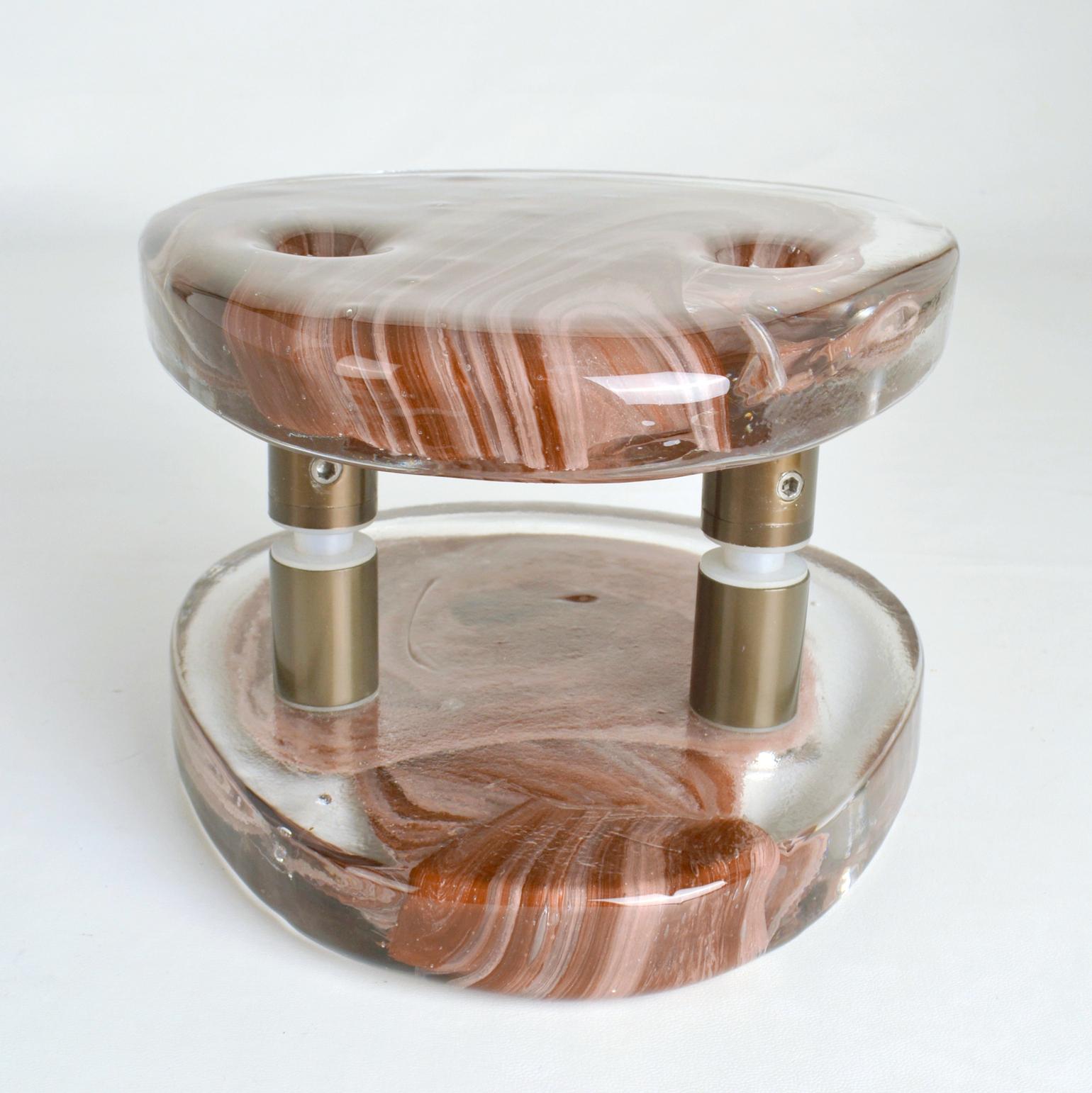 Architektonische Paar rosa Glas-Doppeltürgriffe zum Drücken und Ziehen (Aluminium) im Angebot