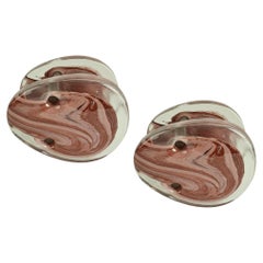 Architectural Pairs of Pink Glass Push Pull Double Door Handles