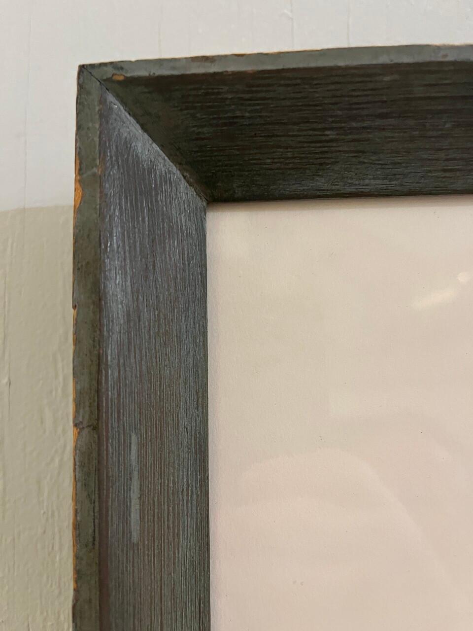 Pastel architectural sur papier dans un cadre en bois lavé bleu en vente 1