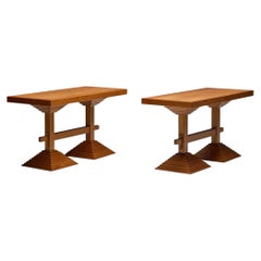 Architectural Pedestal Side Table, Italy, 1970s