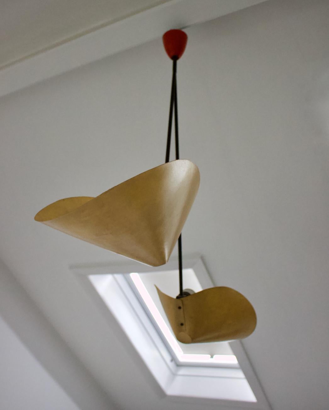 Architectural Pendant Light with Scooped Shades, 1950s 6