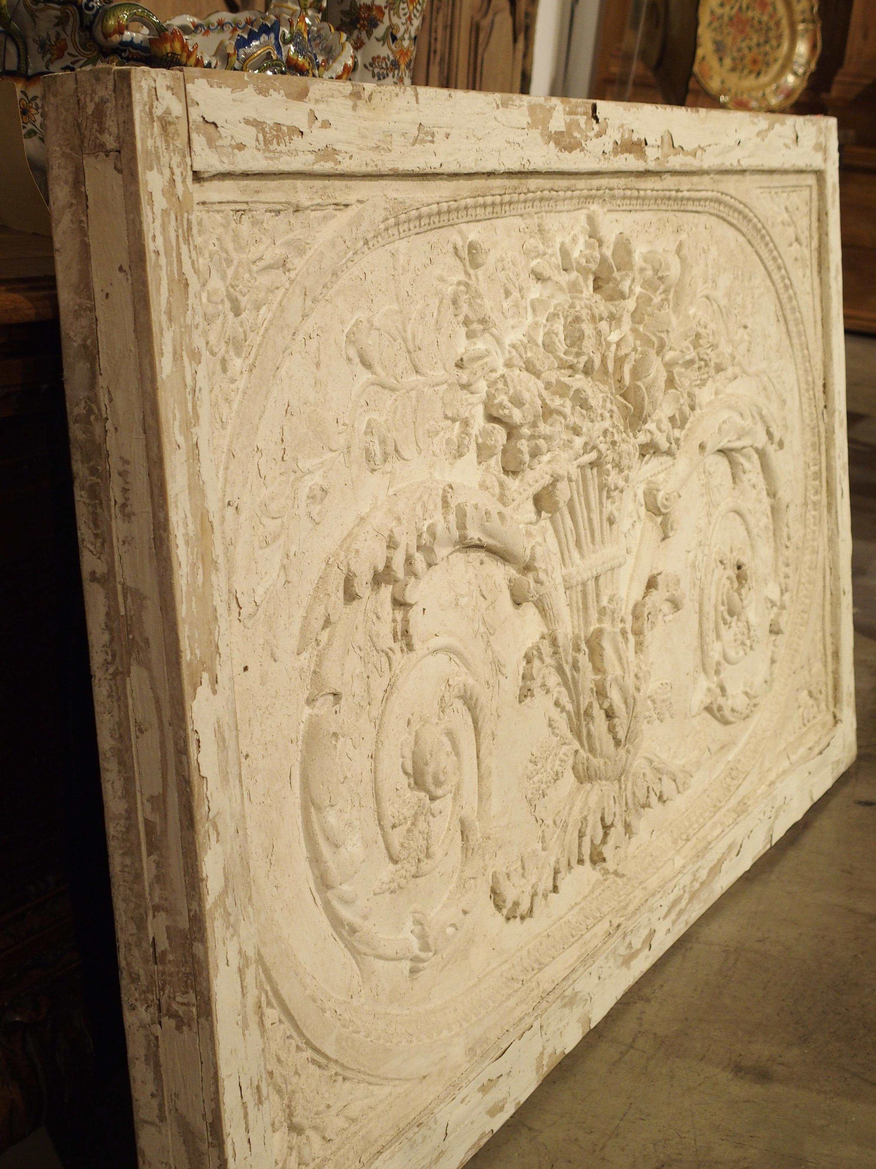 French Architectural Plaster and Wood Overdoor Panel from Provence, France