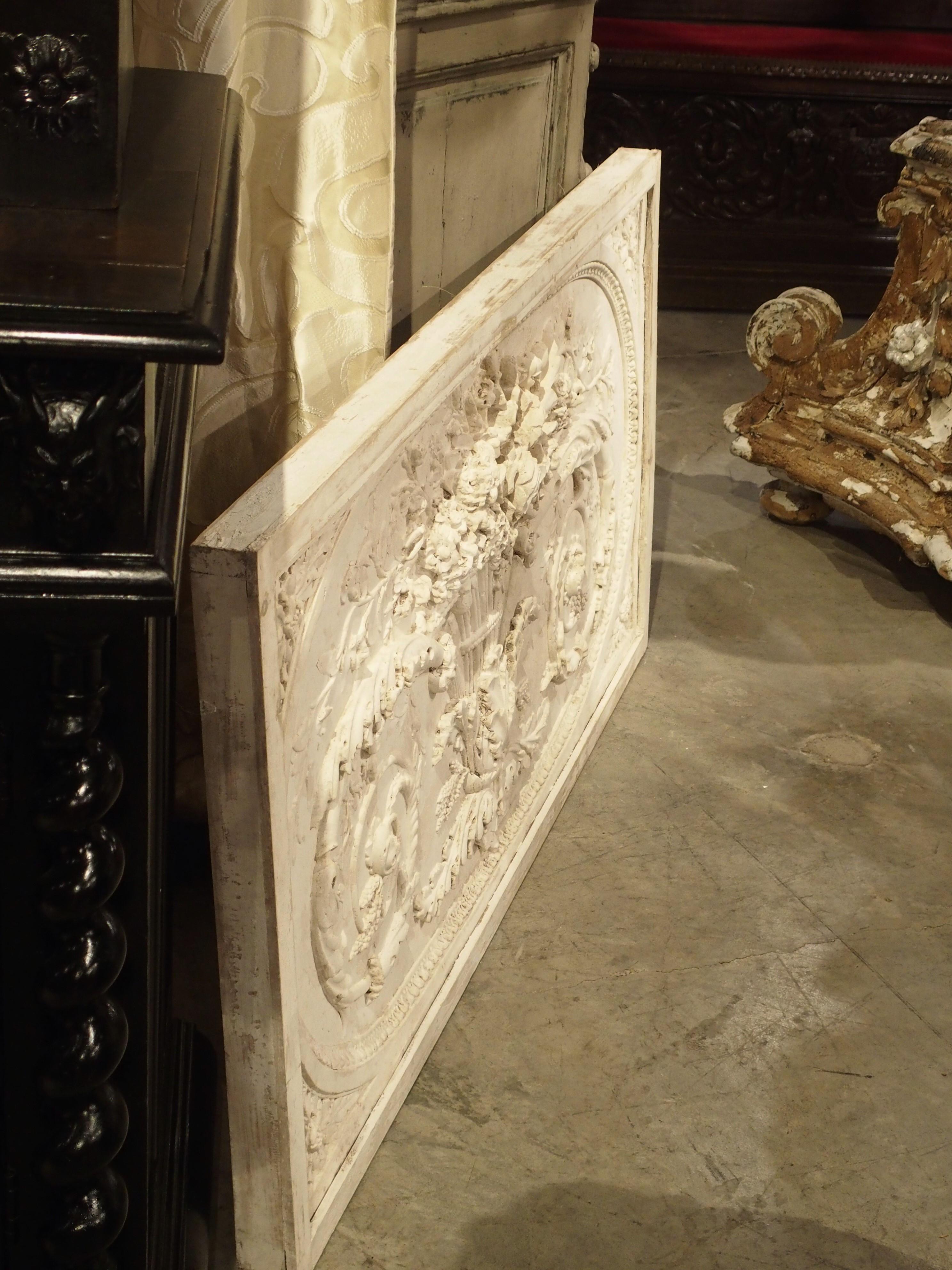 Painted Architectural Plaster and Wood Overdoor Panel from Provence, France