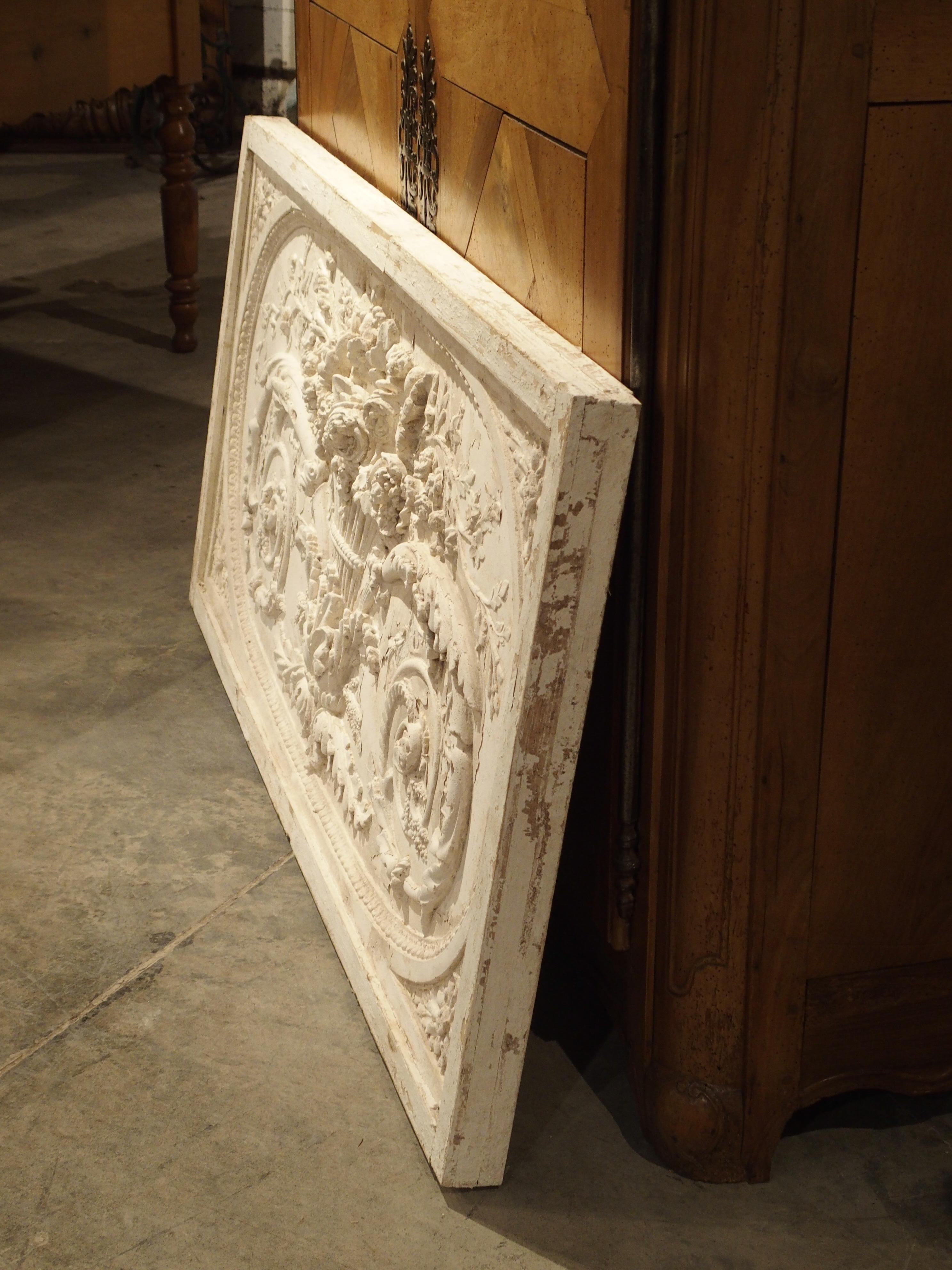 Architectural Plaster and Wood Overdoor Panel from Provence, France In Good Condition In Dallas, TX
