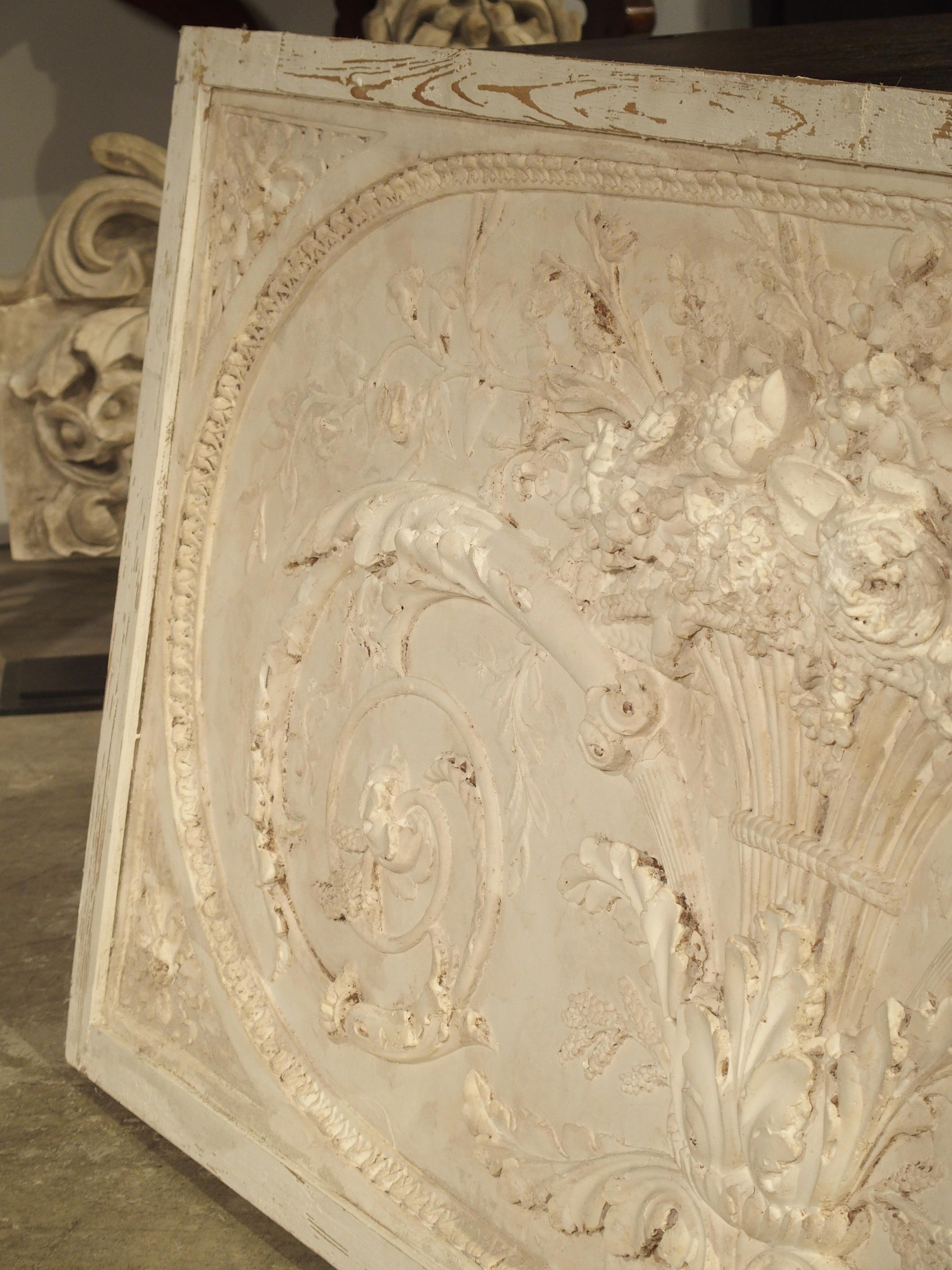 Architectural Plaster and Wood Overdoor Panel from Provence, France In Good Condition In Dallas, TX