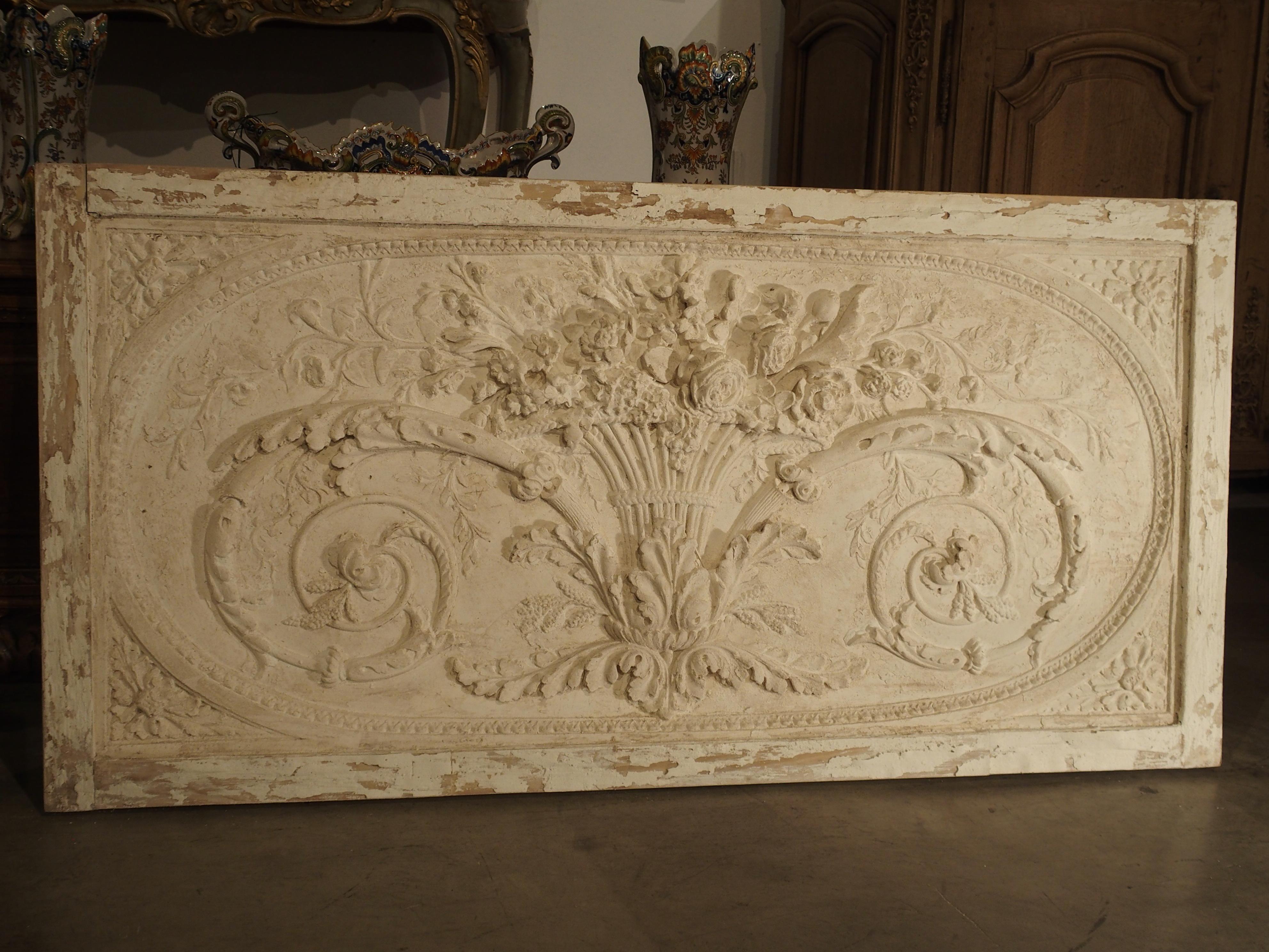 Architectural Plaster and Wood Overdoor Panel from Provence, France 1