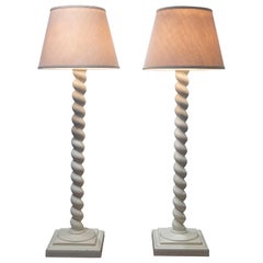 Retro Architectural Plaster Floor Lamps after Michael Taylor
