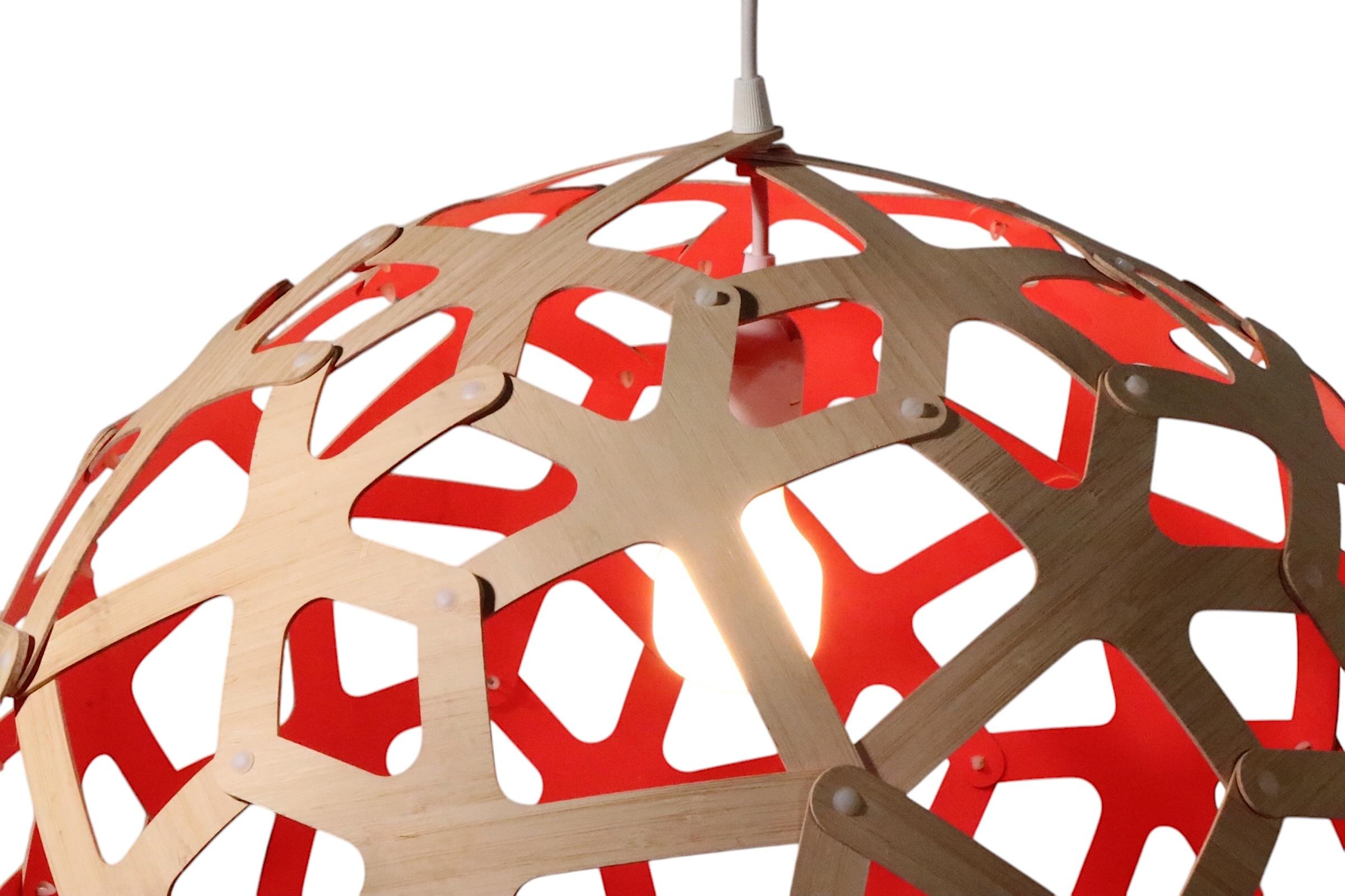 XXIe siècle et contemporain Lustre architectural à boules de couleur corail de David Trubridge en vente