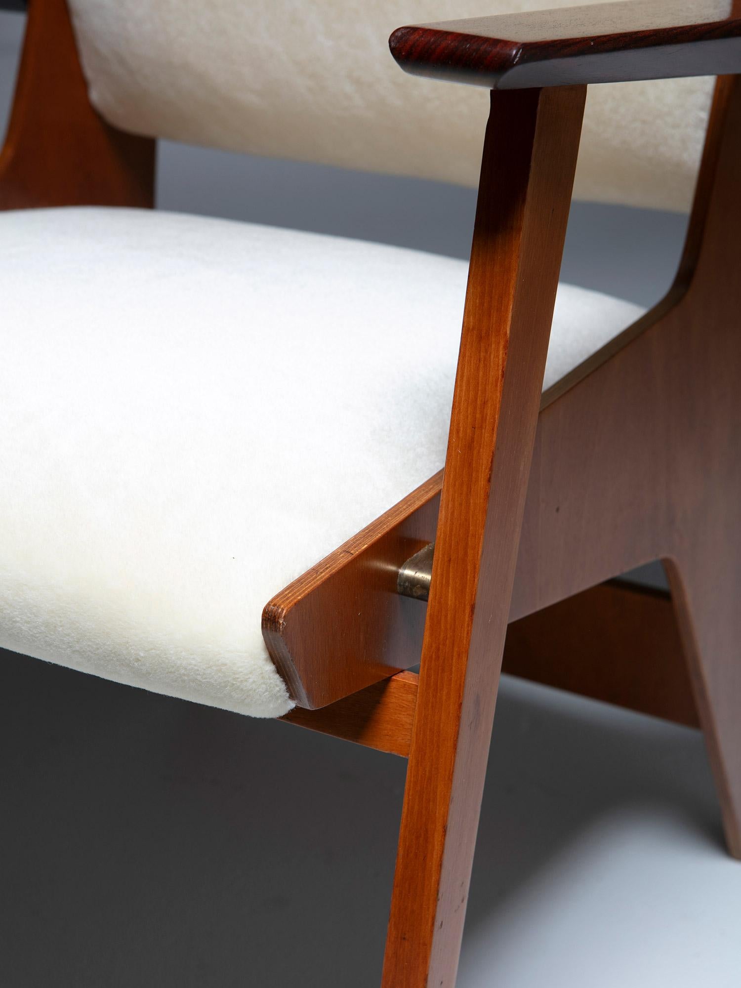 Fauteuil architectural en contreplaqué, Italie, années 1960 en vente 2