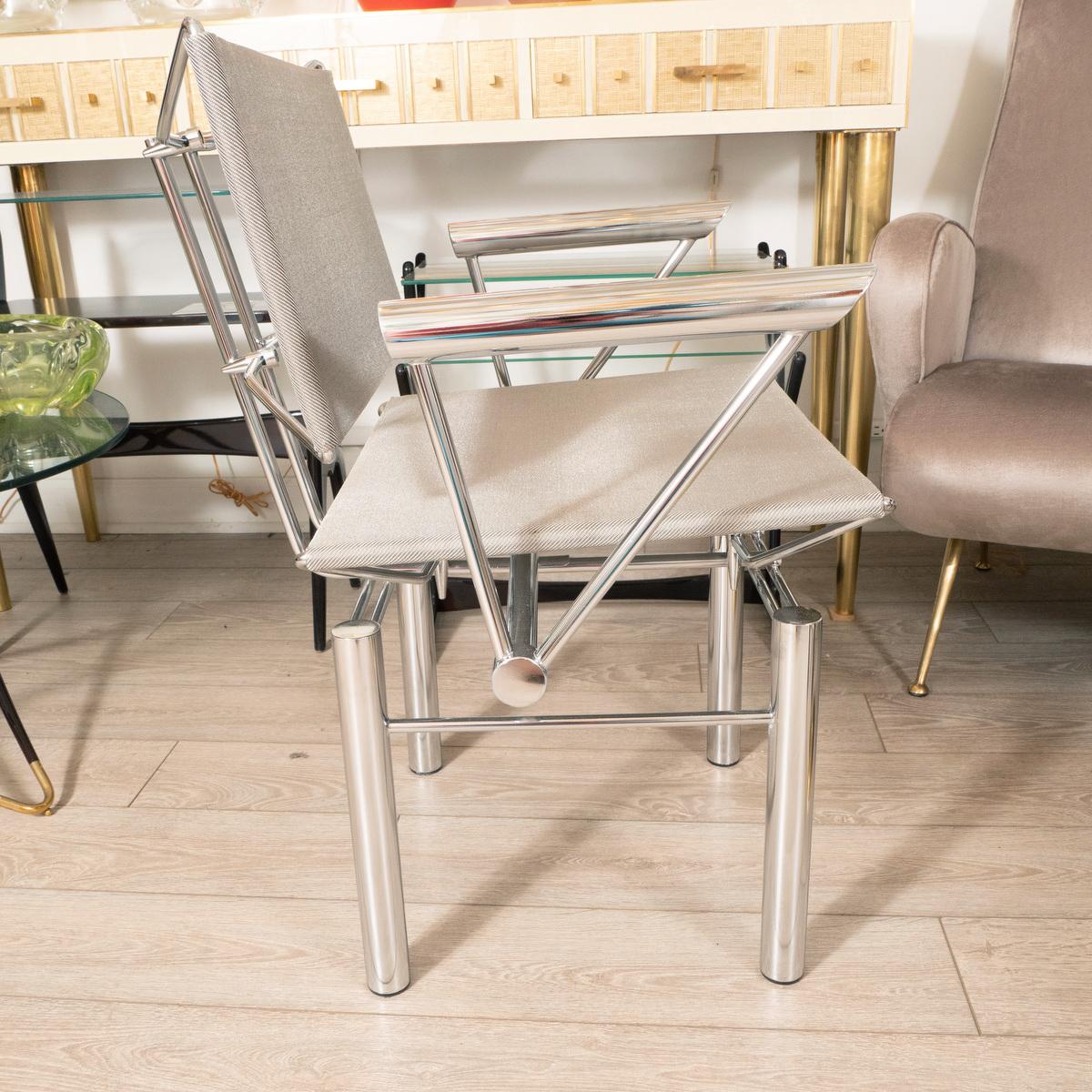 Modern Architectural Polished Steel Armchairs