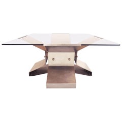 Architectural Polished Steel Cocktail Table by Michel Boyer