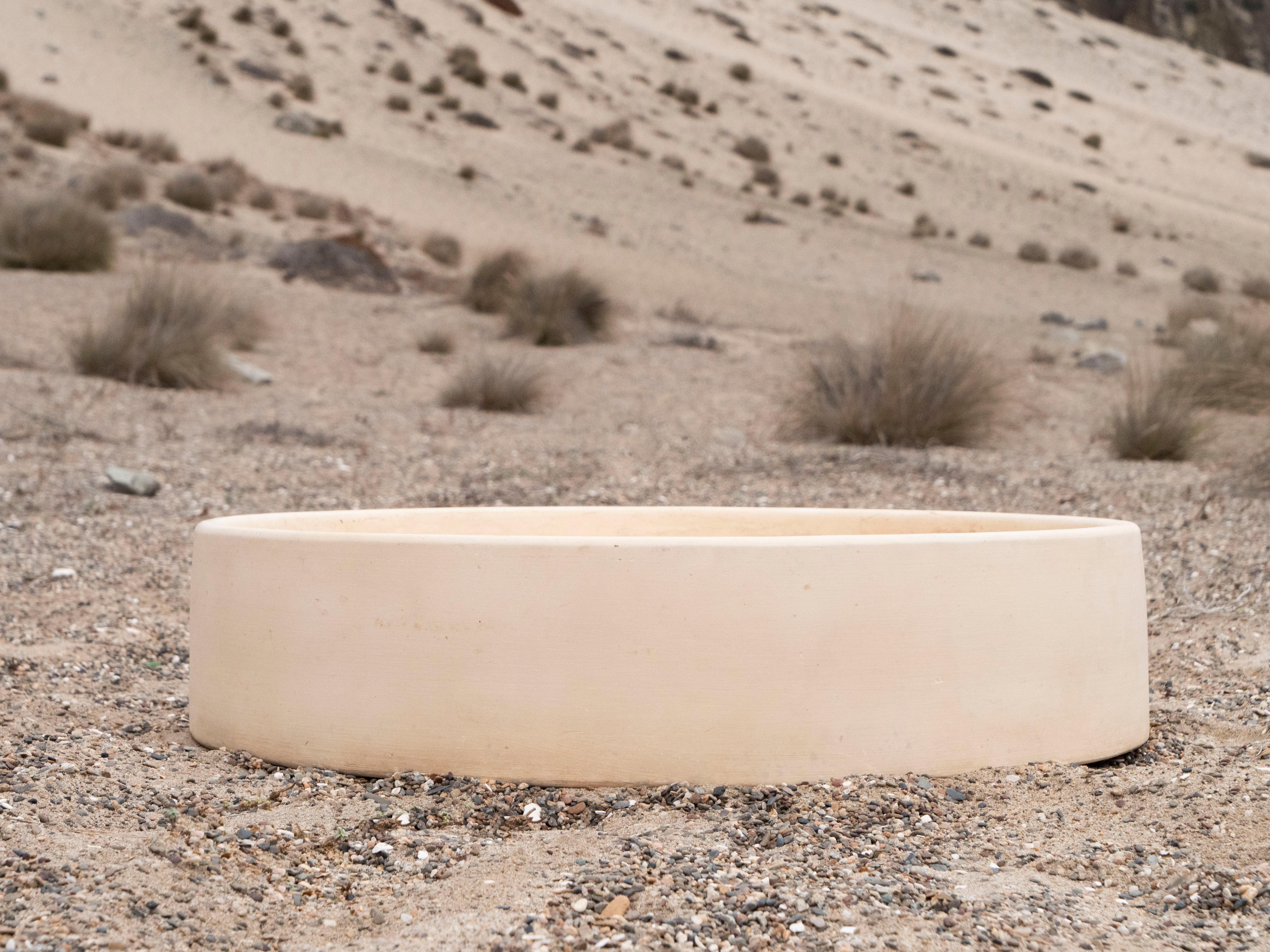 LaGardo Tackett planter for architectural pottery, circa 1950's.  Edition: Model no. CB-26.  This piece is in unglazed bisque.  Very clean patina with light markings on inside from being planted and occasional markings around the outside.  This is