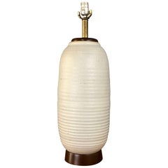 Architectural Pottery Lamp in Ribbed Oatmeal Glaze by Schiller/Cordray