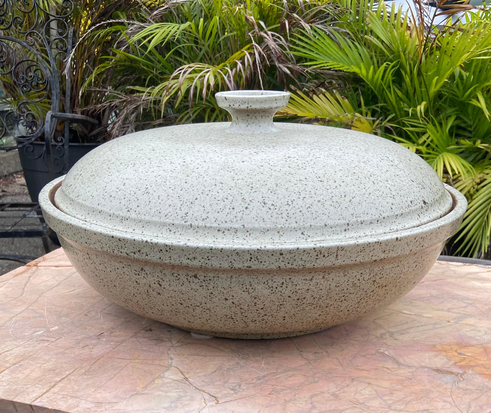 Late 20th Century Architectural Pottery Large Terra Major Covered Bowl by David Cressey For Sale