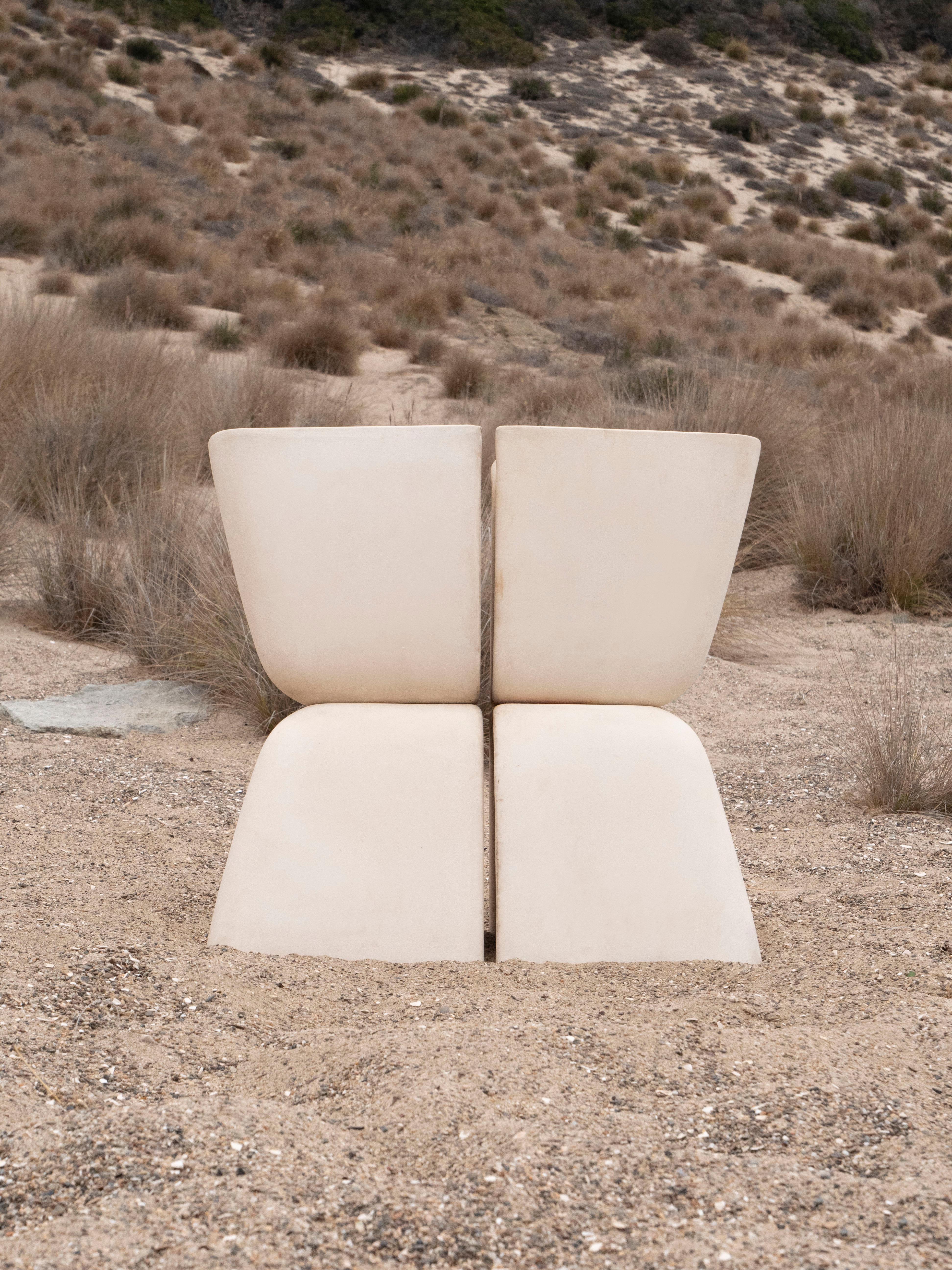 Malcolm Leland Domino Planter for Architectural Pottery, circa 1950's.   Designed with versatility in mind.  The catalog shows them for use as wall mounted planters, ashtrays, planted bookends and even water features.

Unglazed bisque.  Residue from