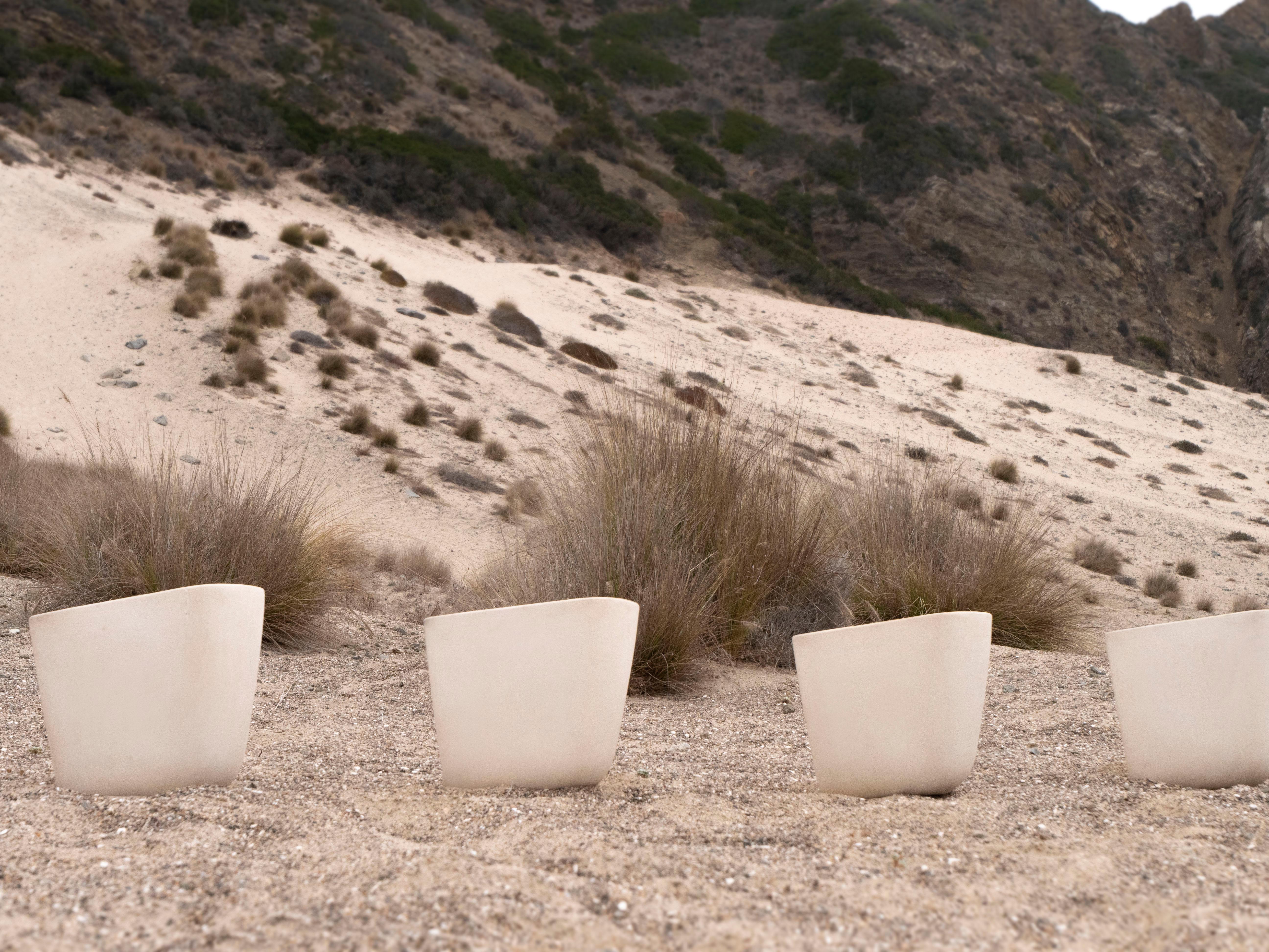 Architectural Pottery Malcolm Leland Domino Wall Planters in Bisque, 1 Available In Good Condition For Sale In Los Angeles, CA