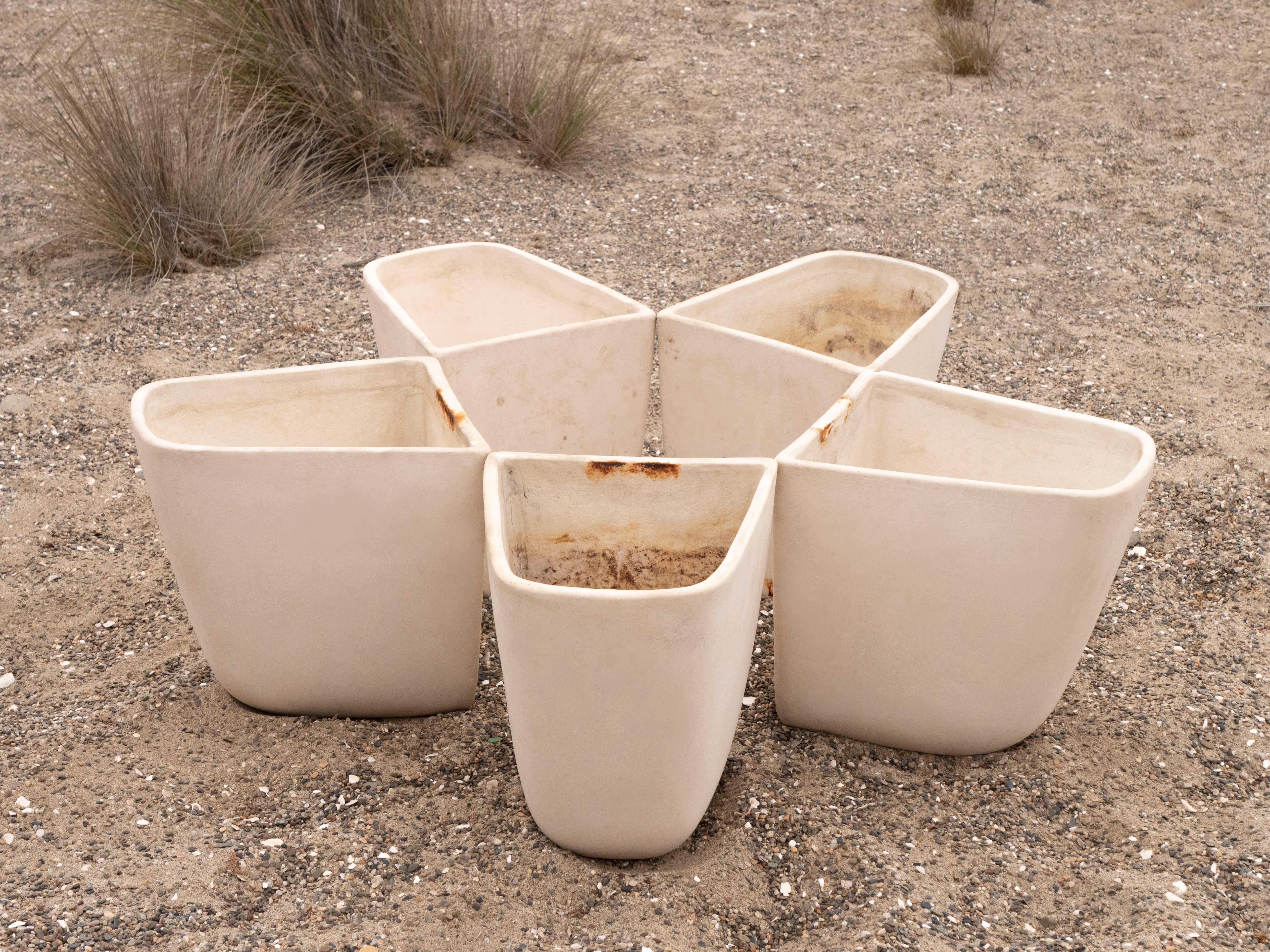 20th Century Architectural Pottery Malcolm Leland Domino Wall Planters in Bisque, 1 Available For Sale