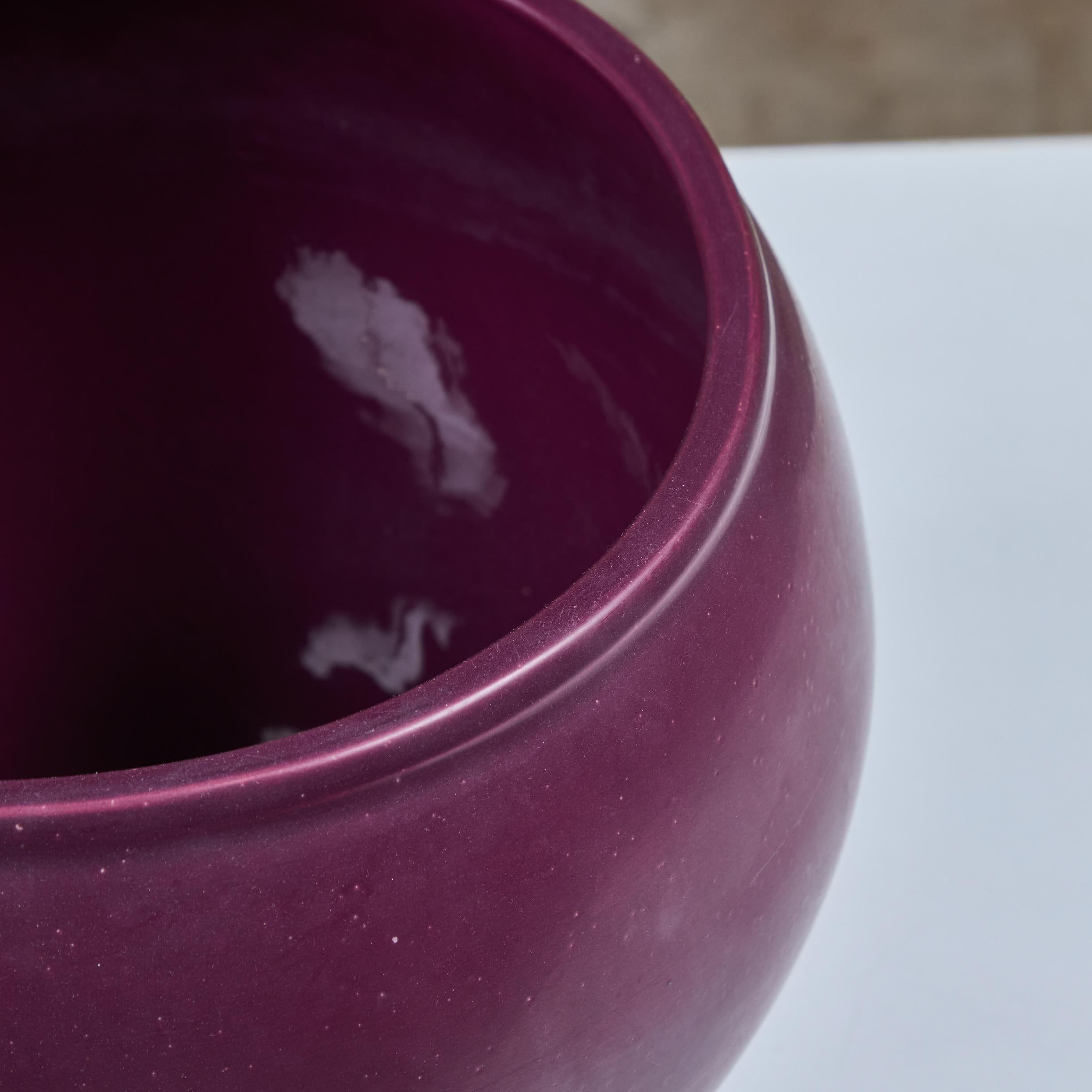 Architectural Pottery Purple Glazed Bell Planter For Sale 3