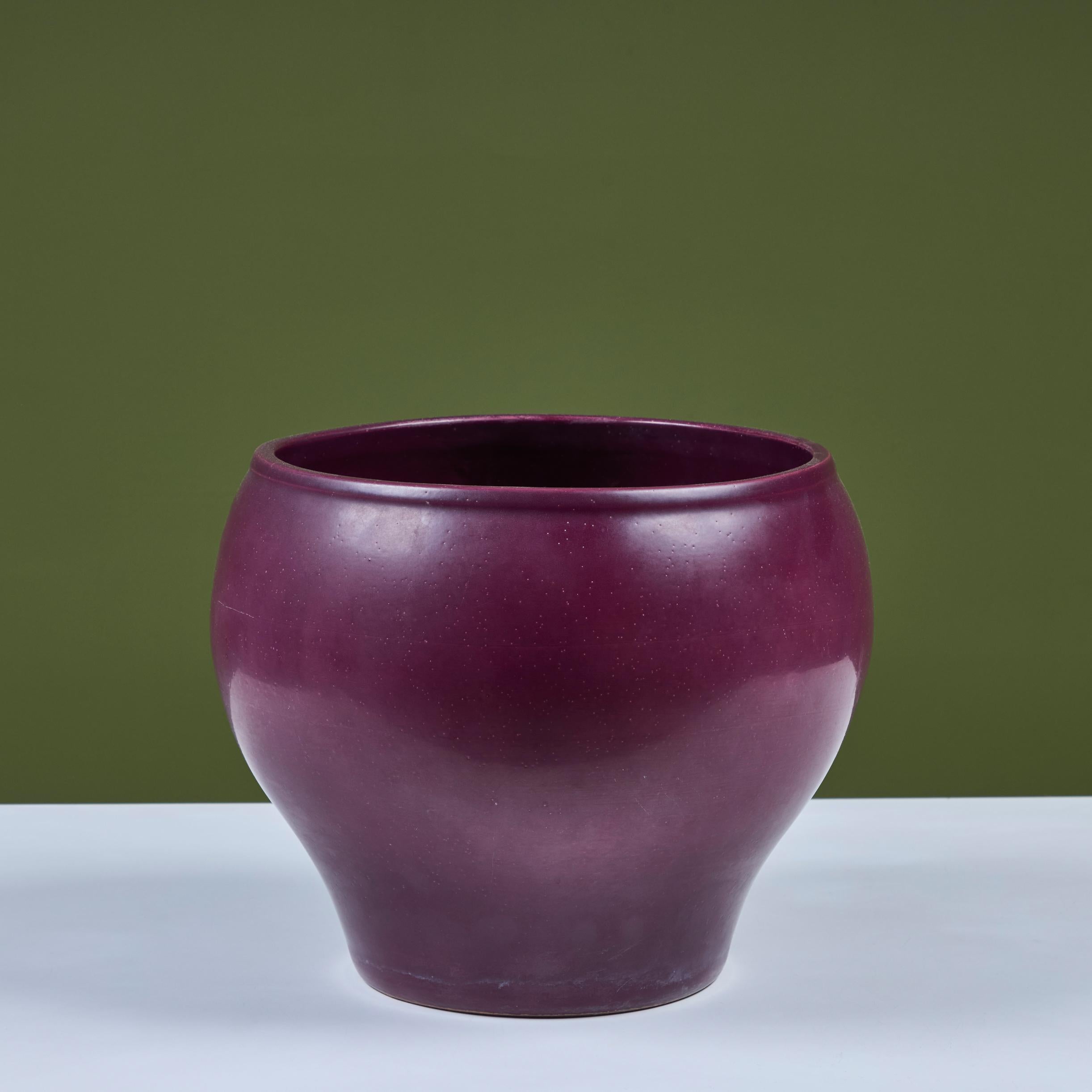 American Architectural Pottery Purple Glazed Bell Planter For Sale