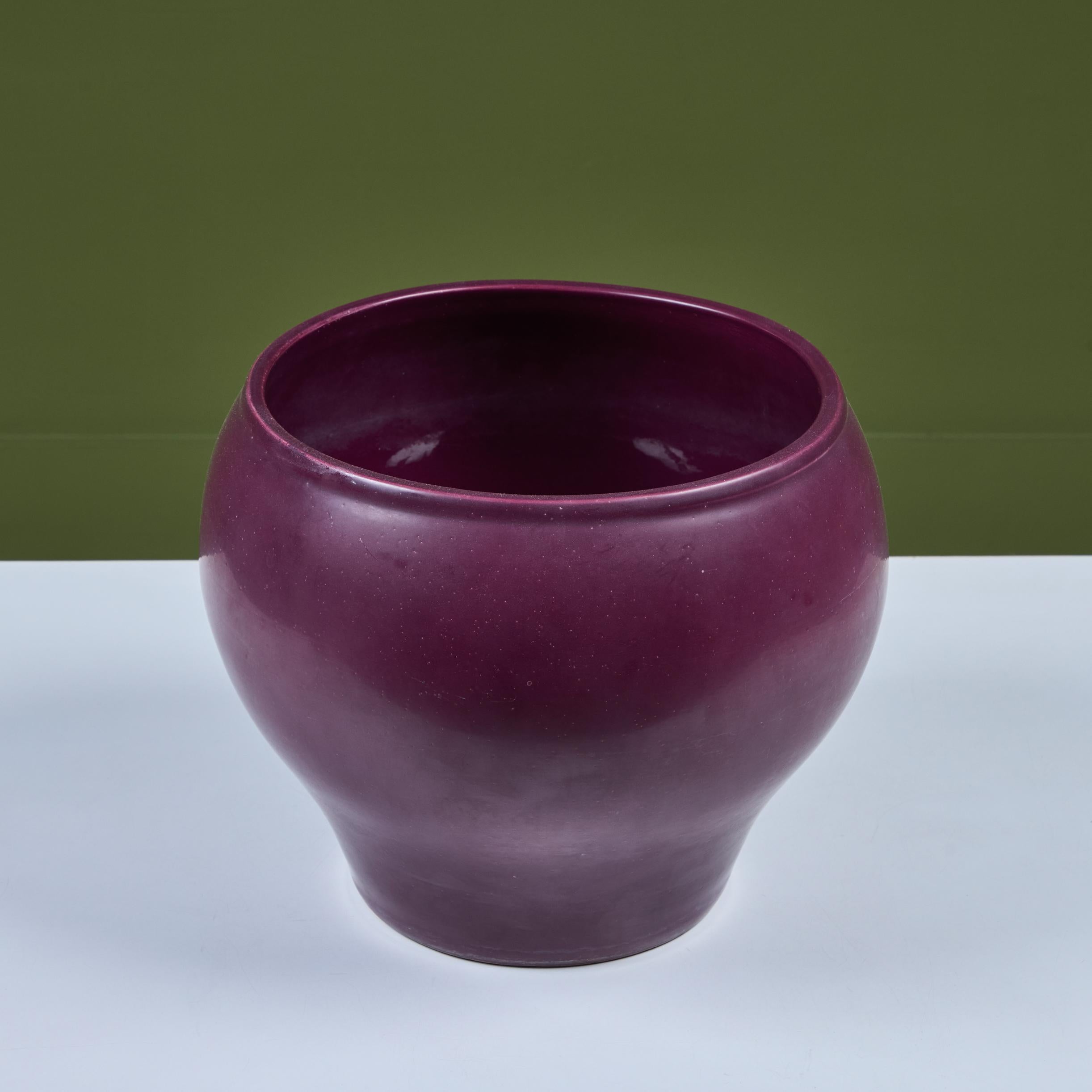 Architectural Pottery Purple Glazed Bell Planter For Sale 1