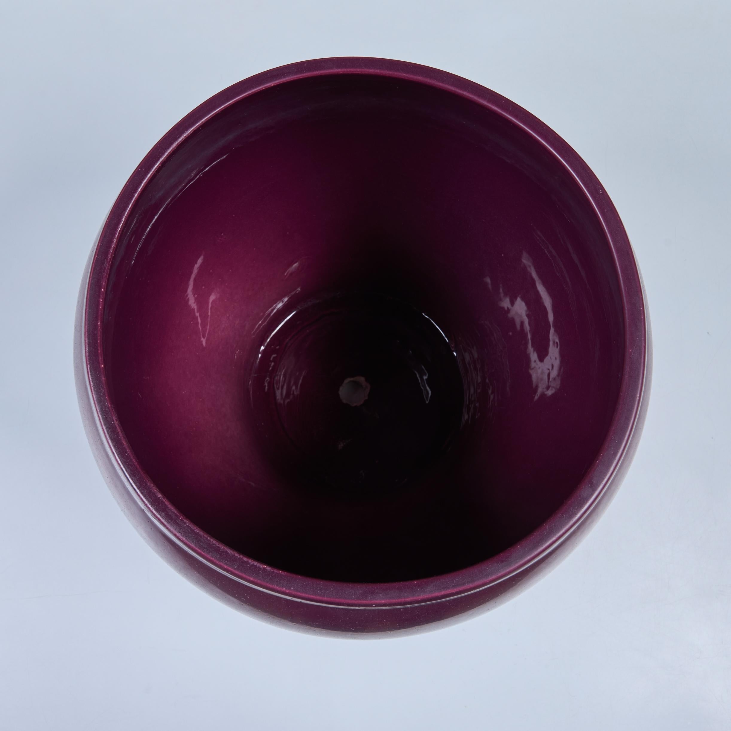 Architectural Pottery Purple Glazed Bell Planter For Sale 2