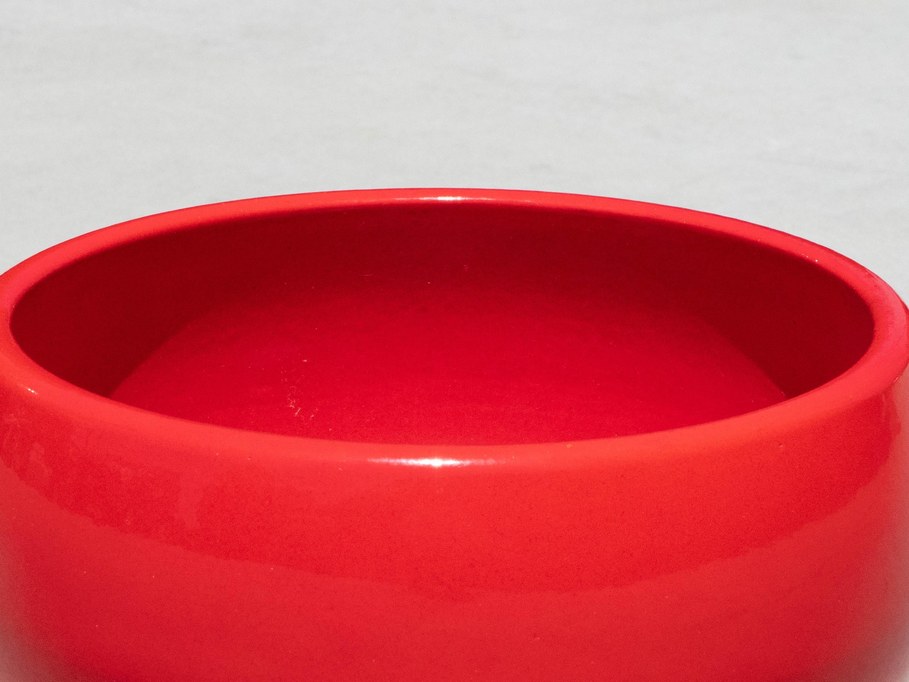 American Architectural Pottery Red Bowl Planter by John Follis For Sale
