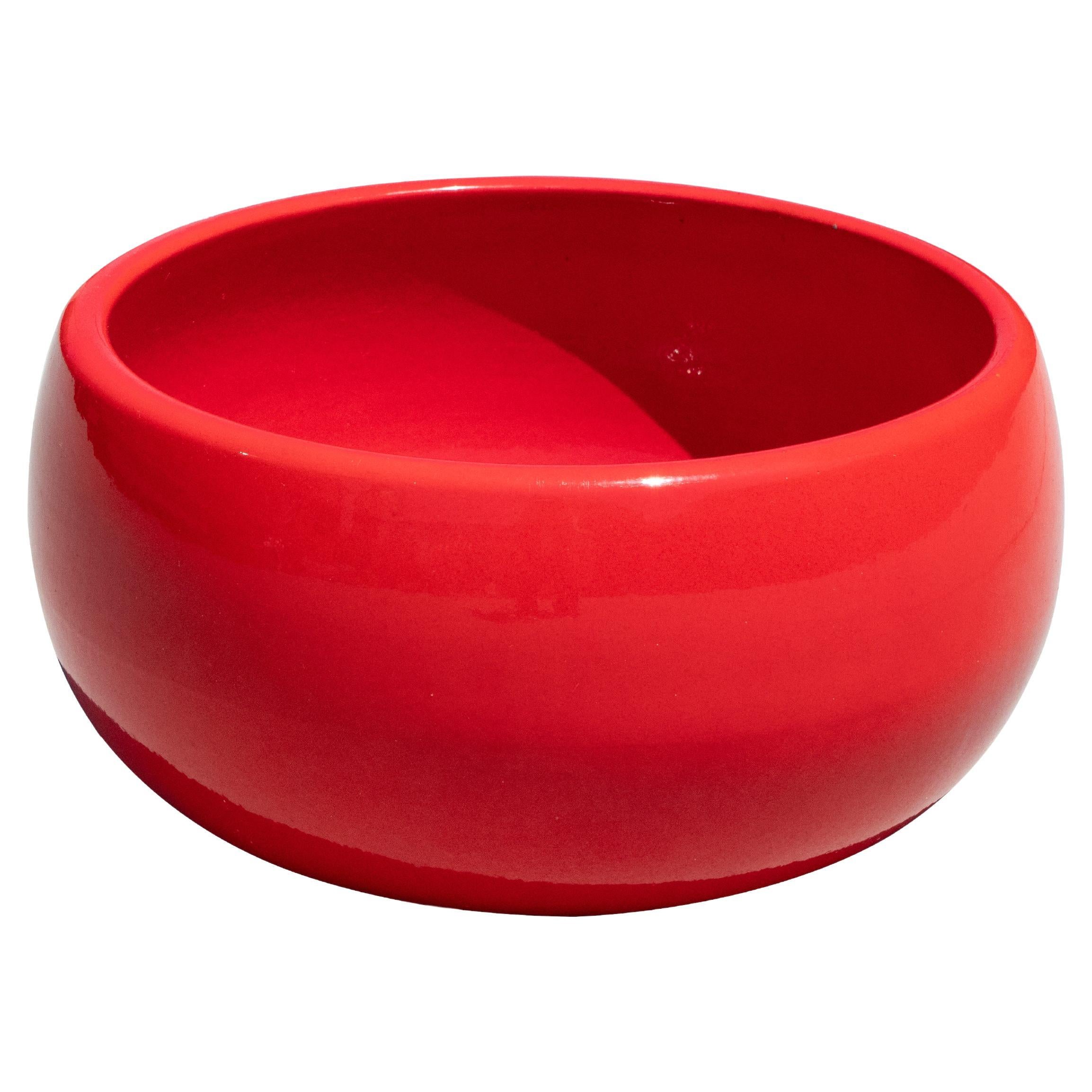 Architectural Pottery Red Bowl Planter by John Follis For Sale