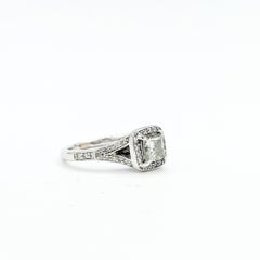 Architektonischer Prinzessinnen-Diamantring mit geteiltem Schaft aus 14k Weißgold