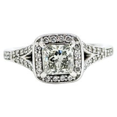 Architektonischer Prinzessinnen-Diamantring mit geteiltem Schaft aus 14k Weißgold
