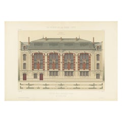Architectural Print of 'Ecole Rue Madame' in France by Chabat, c.1900