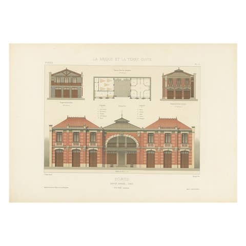 La Brique Architectural Print – Parisian Stables on Avenue Raphaël, c.1900
