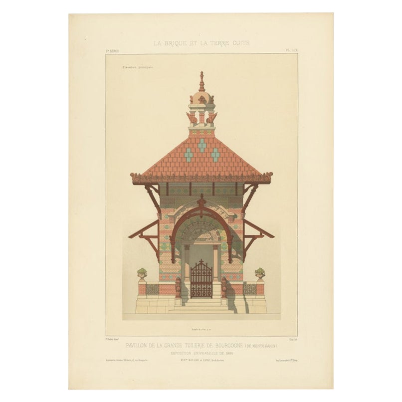 Architektonischer Druck des französischen Pavillon de la Grande Tuilerie, Chabat, um 1900