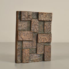 Architectural Push and Pull Door Handle in Bronze with Cubist Relief