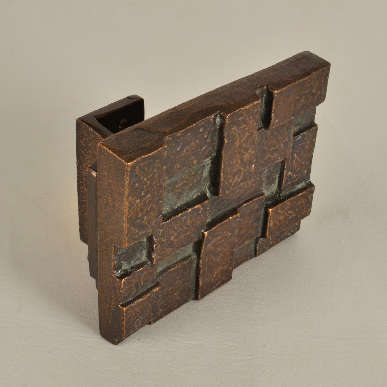 European Architectural Push and Pull Door Handle in Bronze with Cubist Relief For Sale