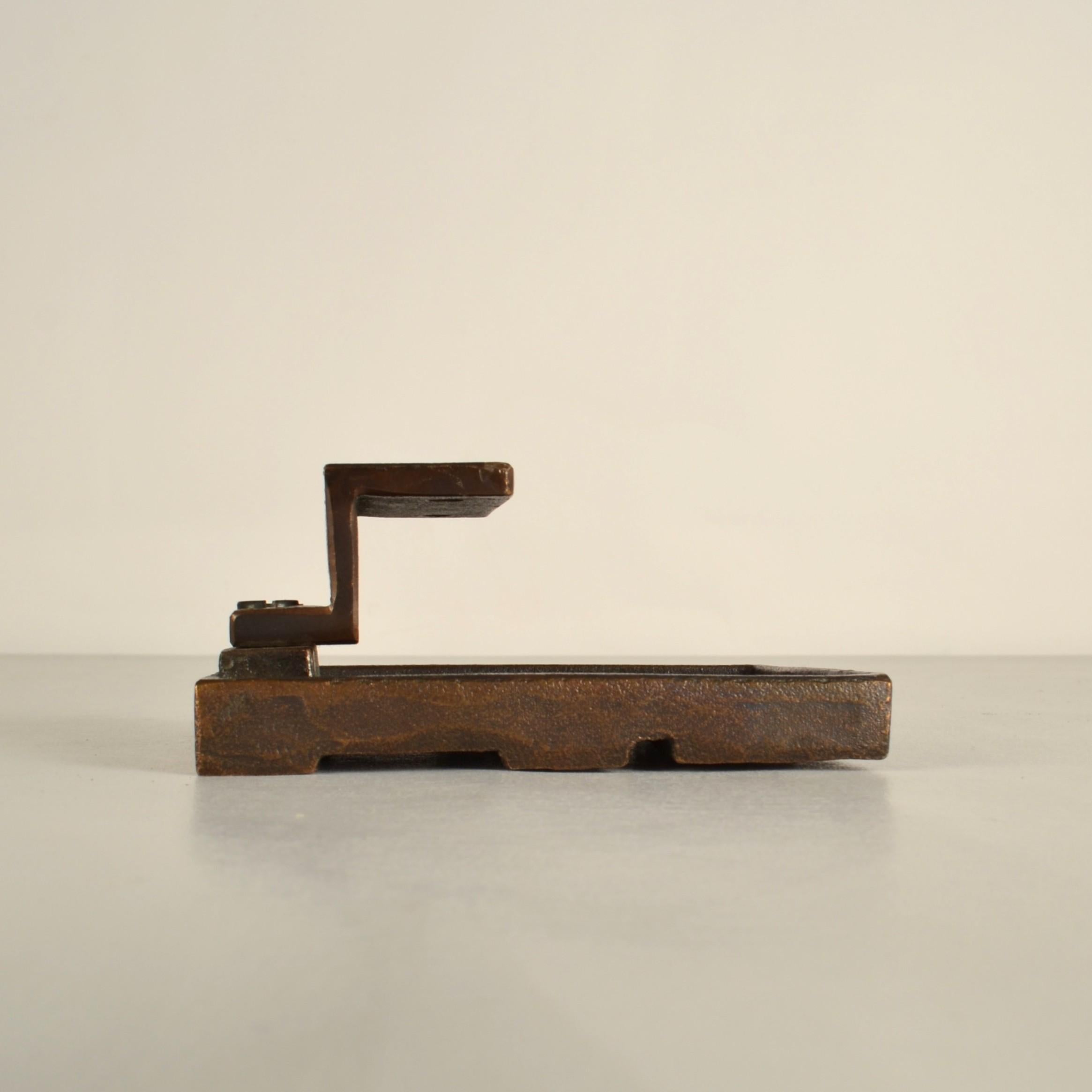 Architectural Push and Pull Door Handle in Bronze with Cubist Relief For Sale 1