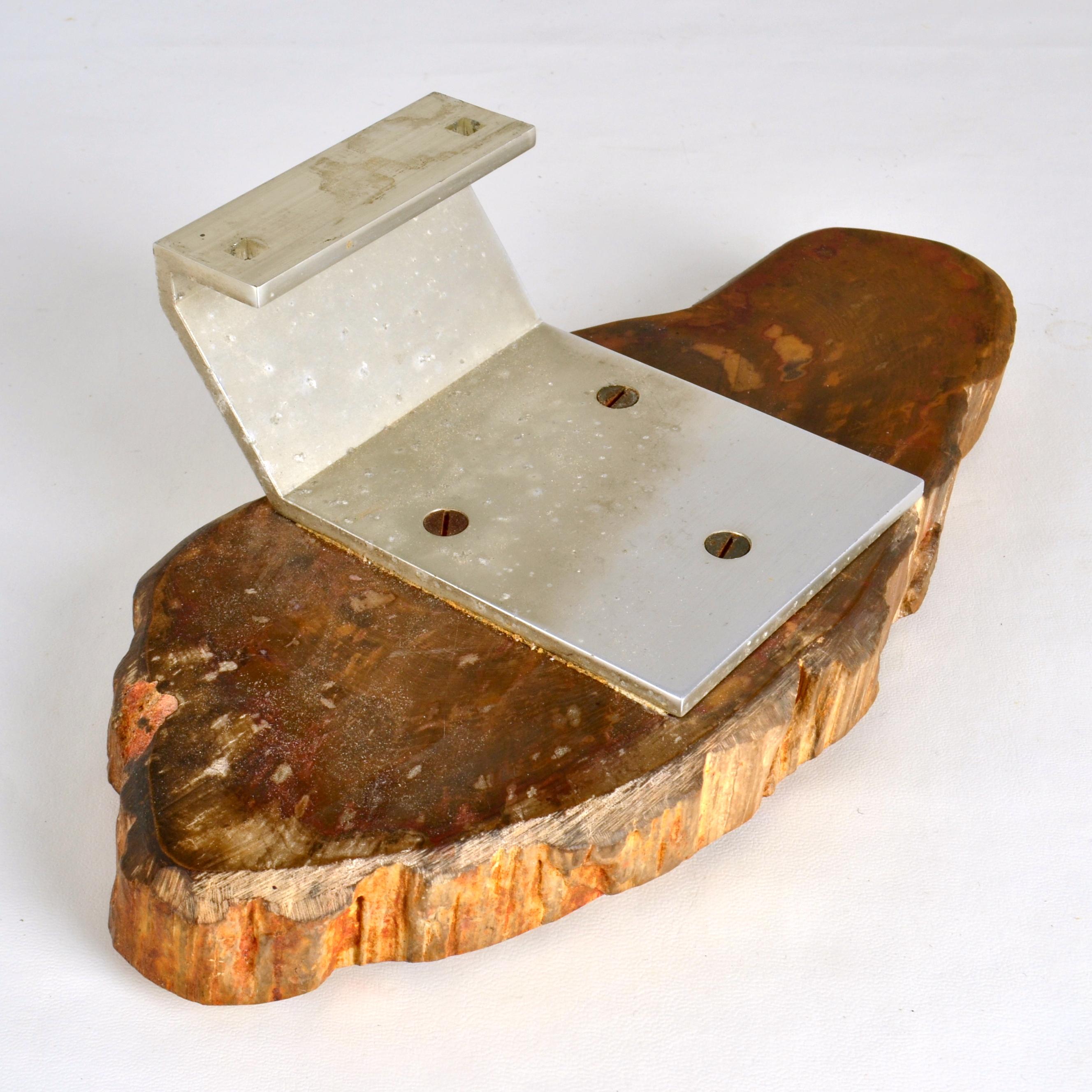 Architectural Push Pull Door Handle in Petrified Wood For Sale 3