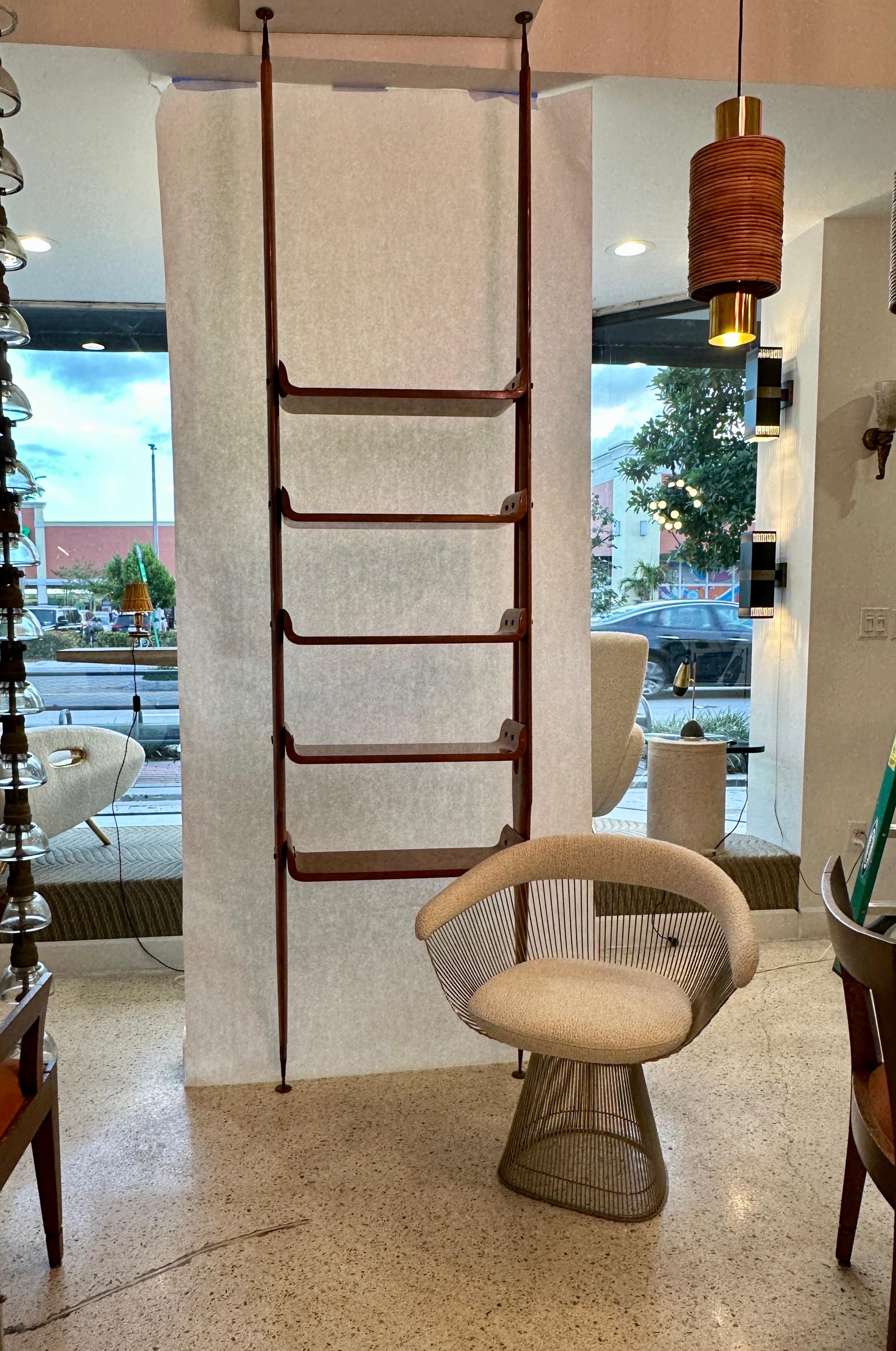 Architectural & Rare Vintage Etagere in White Oak and Bronze 7