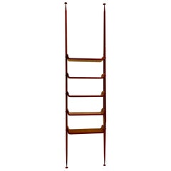 Étagère architecturale et rare vintage en chêne blanc et bronze