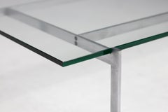 Architektonischer, rechteckiger Couchtisch aus Stahl und Glas